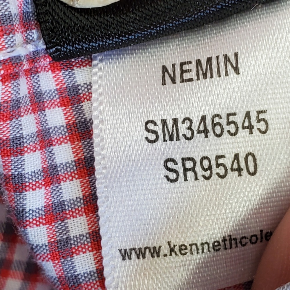 Kenneth Cole New York Mens Red White Micro Check Button Down Shirt SM346545 M - Picture 5 of 10